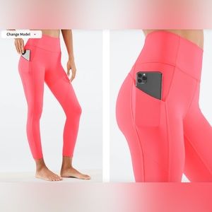 FABLETICS Oasis PureLuxe High-Waisted 7/8 Leggings - Pop Coral